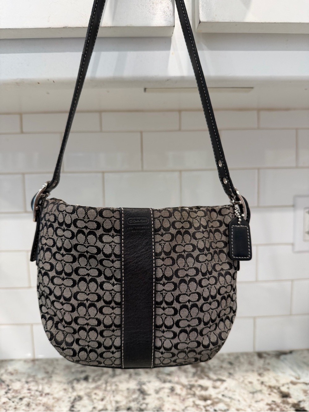 Coach Signature Canvas mini satchel Y2K Bag in Black/Gray